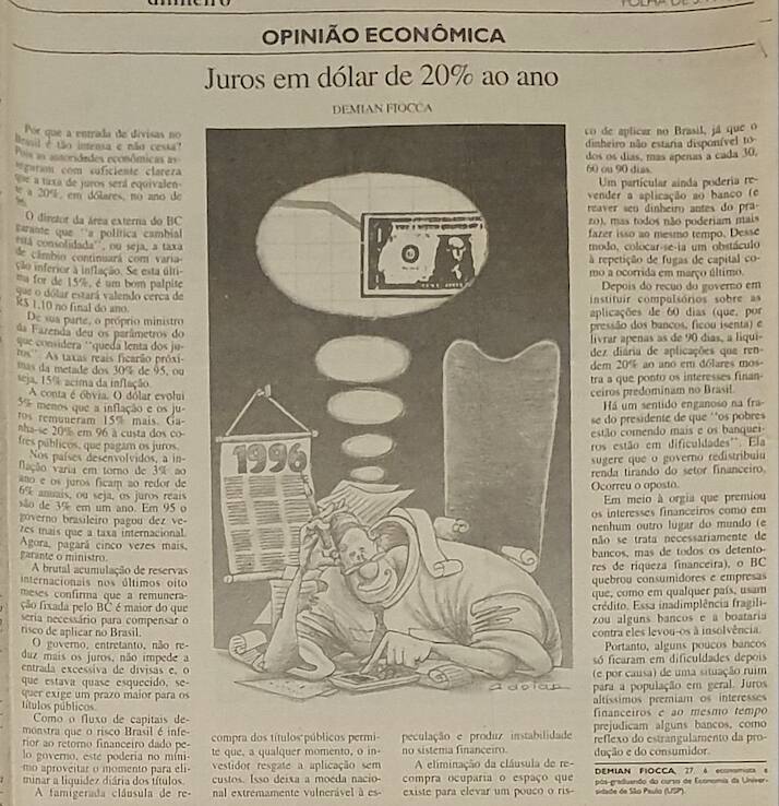 Demian Fiocca coluna Folha de São Paulo 1996